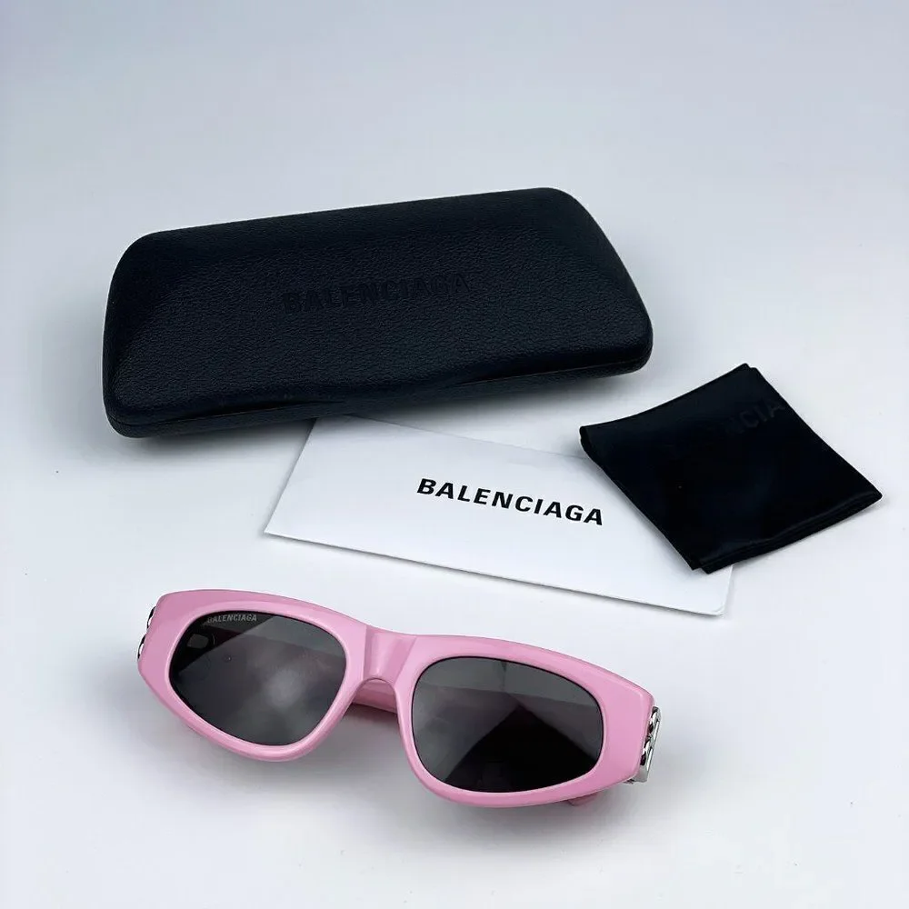 SALE! NEW Balenciaga BB0095S 013 Pink Silver Grey Cat Eye Unisex Sunglasses